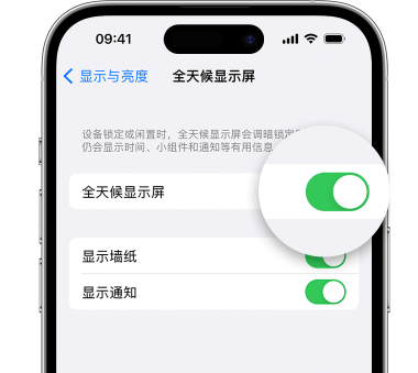 灵丘苹果15预约维修分享iPhone15如何设置全天候显示屏幕可见 